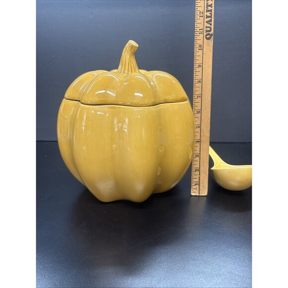 Large Ceramic Pumpkin Tureen With Ladle - Picture 10 of 11